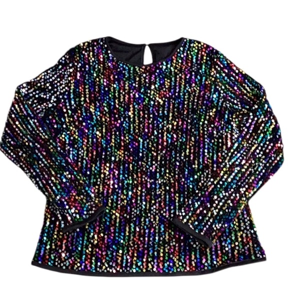 Colorful Sequin Shiny Sparkly Party Top Blouse Large New in Packaging - Picture 4 of 10